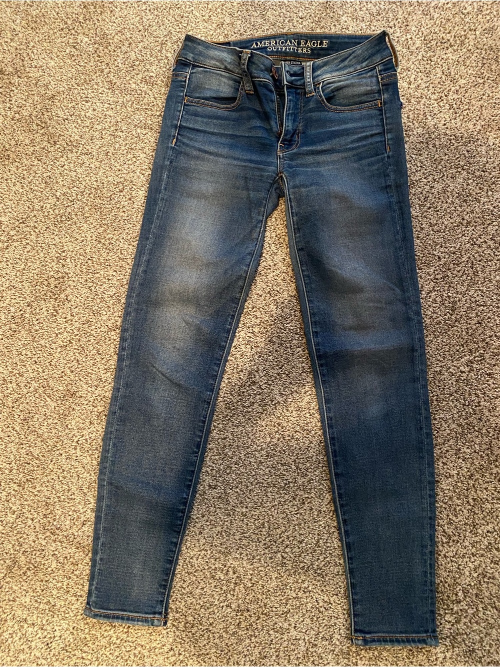 American Eagle Women’s Super Stretch Jegging Blue Skinny Jeans size 00 short
